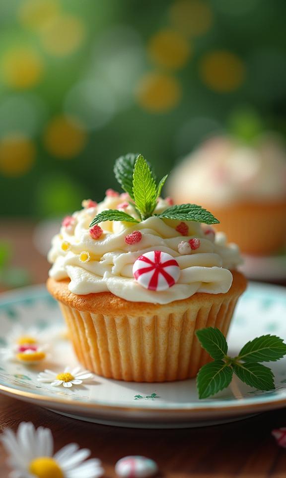 Food, photograph, elegant, upper body shot of a Vintage peppermint