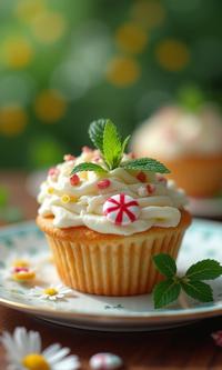 Food, photograph, elegant, upper body shot of a Vintage peppermint
