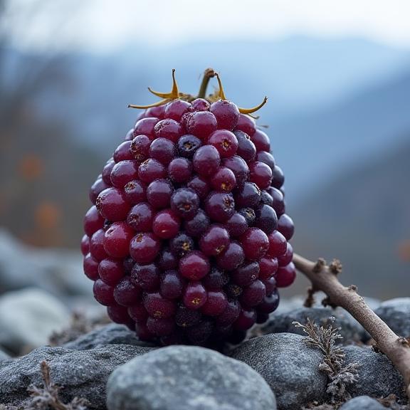 Food, photograph, best quality, profile of a Cottagecore boysenberries
