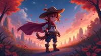 amateurish anime, vibrant anime official wallpaper, concept art, Studio shot of a small Elvish Male Cowboy