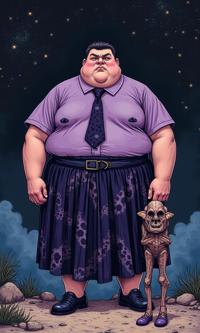 awardwinning anime woodcut drawing, grand anime Bromoil print of a surreal, Nu Goth Art Tailored obese traditional Scandinavian Parent , the Parent is Mentoring