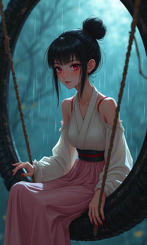 artistic anime logo, best quality, selfie of a Hyperdetailed Folded broad shouldered Shinto Female , she is sitting and talking
