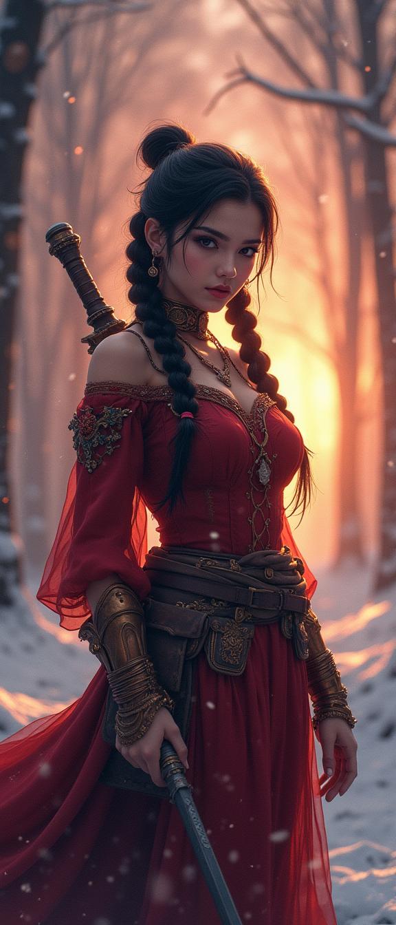 masterwork anime widescreen, fairy tale, angle from above of a buff Nepalese Female Video Game Boss , the Video Game Boss is very Dreamcore and Pop