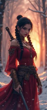 masterwork anime widescreen, fairy tale, angle from above of a buff Nepalese Female Video Game Boss , the Video Game Boss is very Dreamcore and Pop