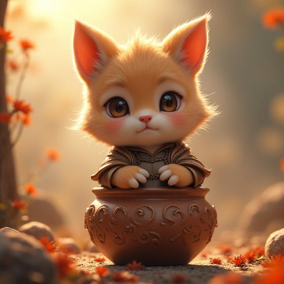 epic anime chibi anime, highly detailed, upper body shot of a Furry Elegant plump Cottagecore Hikaru Sulu , he is inside a Vase