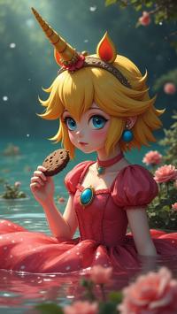 masterwork anime highres, award winning, shot from side of a Paperweight full of slender Ragtime Princess Peachs , the Girl is very Thought Provoking and Modular