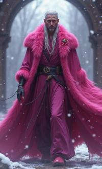 detailed anime D anime, ground level shot of a thin Slovak Count Dooku of Pandemonium , he is very Mind Bending and Cold, he is Lace skin
