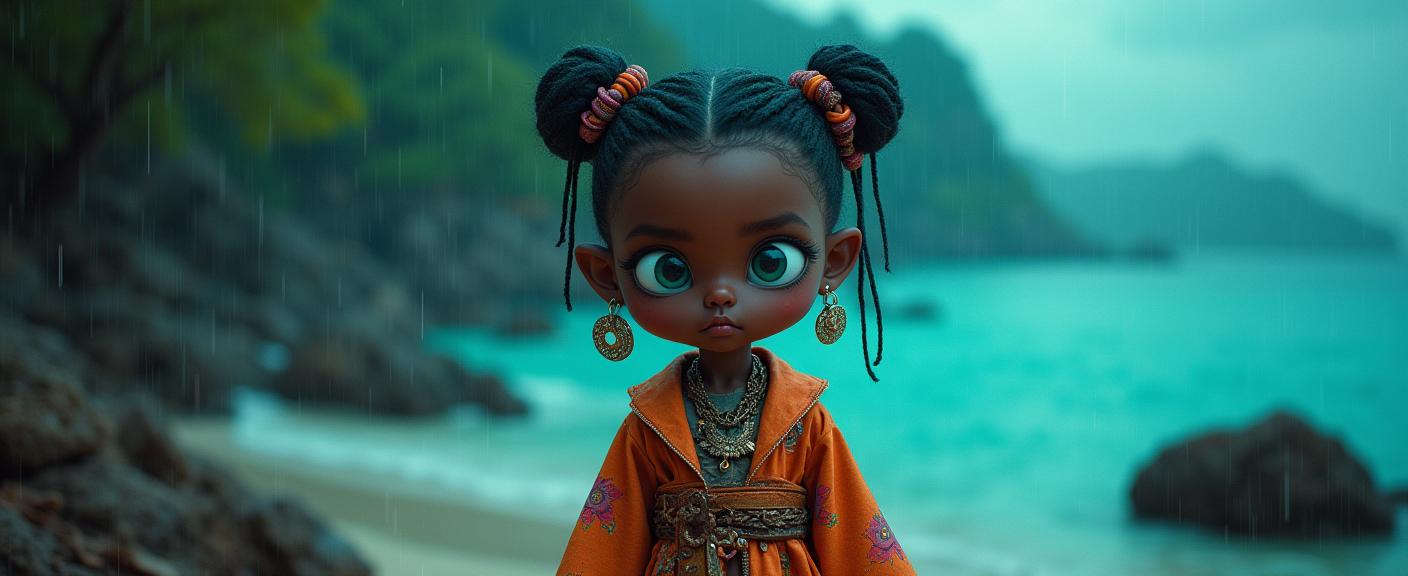 masterpiece anime chibi anime, best quality, high angle shot of a dressed in a very Hateful Turquoise Northern Rattan robe tailored by Phoebe Philo, Petrified Great fat Gaelic Guy