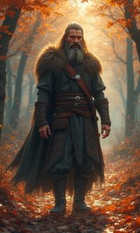 vibrant anime D anime, Whimsical, Golden ratio, full shot of a Feral Painterly year old ripped traditional Viking Guy