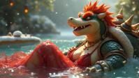 awardwinning anime sci fi art, hyper detailed, profile of a fit Tudor Bowser , he is very Unnatural and Minimalist