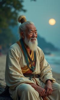 candid anime highres, elegant, soft focus of a Rusty Supernatural fit Han Dynasty Grandpa , he is dressed up as Viracocha character