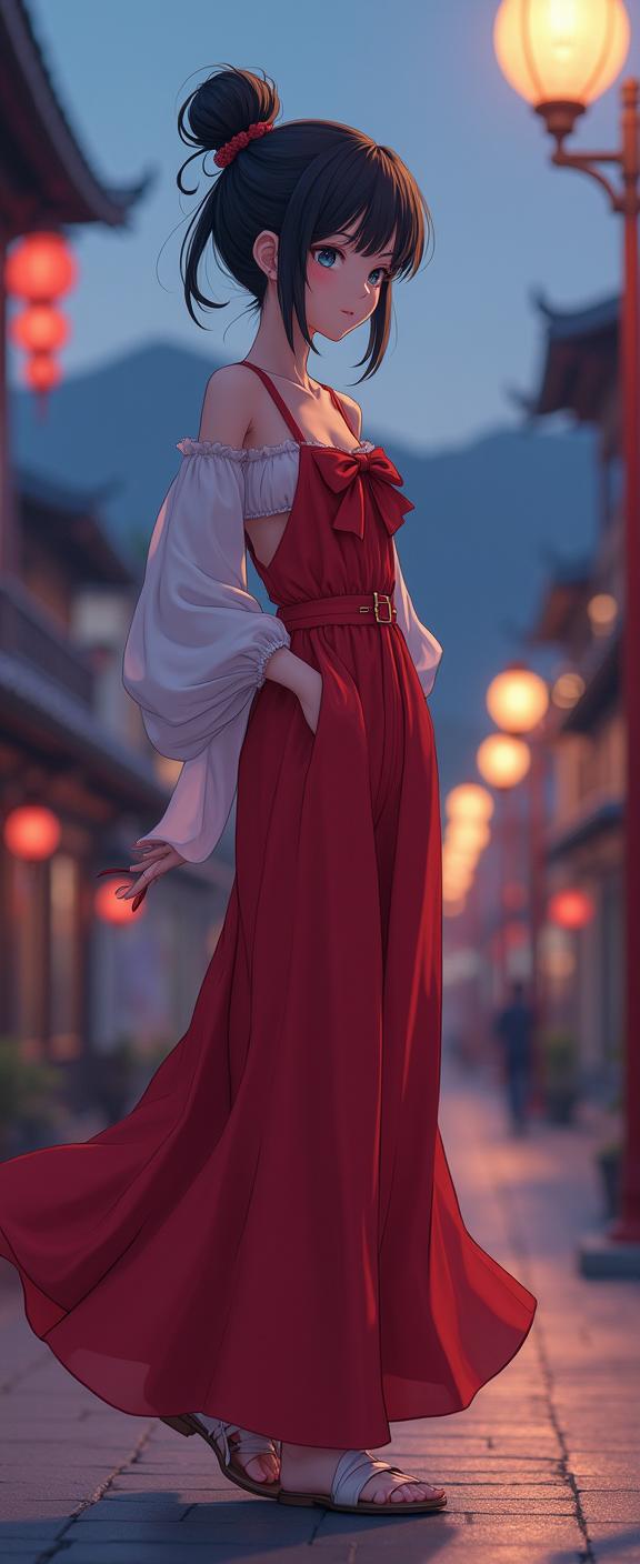 vibrant anime highres, fairy tale, shot from side of a Morbid Peaceful heavyset Cossack Naree , she is from the Age of Rebellion