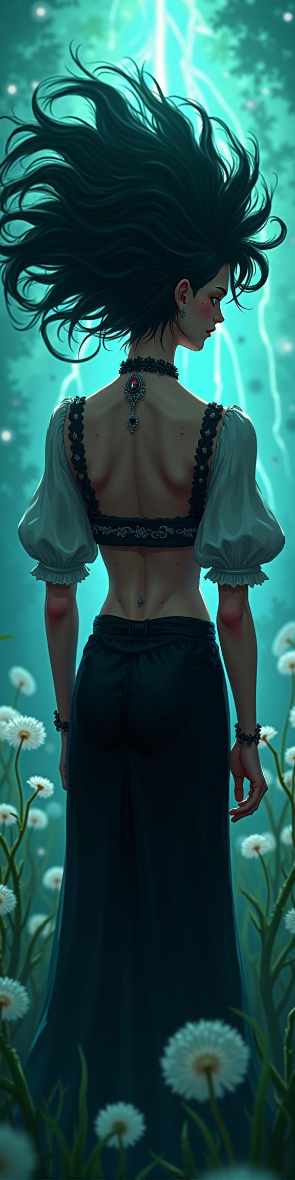 grand anime pixel art, Psychobilly, behance, shot from behind of a Deformed Verdant ripped Amish Ballroom Dancer Guy