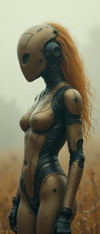 professional Abstract, Bugcore, masterpiece, rear angle of an athletic Kenyan Female Cyberman