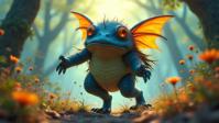 stylized by Phil Foglio , top notch VRay, highly detailed, medium shot of a Illuminated Kawaii portly Ghanaian Female Murloc Beast tamer