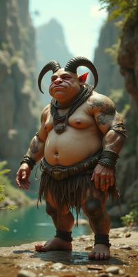 k Octane render, Biopunk Art, intricate background, Street level shot of an obese Berber Male Satyr