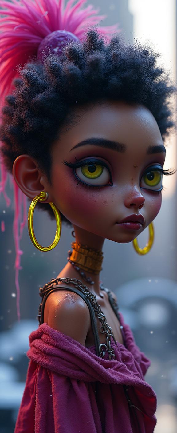 studio portrait, surreal, close up of a slight Bantu Male AI , the AI is very Repulsive and Otherworldly