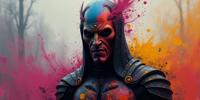 dark Paint splatter of a Pop art, playful and vibrant paintings, bold colors, graphic compositions