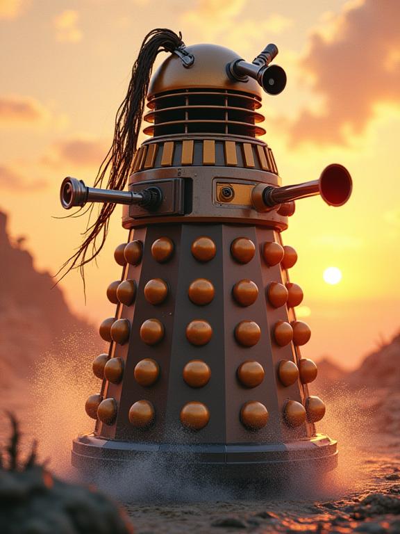 candid Abstract, epic VRay, fairy tale, full body shot of a Smart Foul stout Steerage Female Dalek