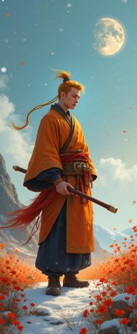 art by Jeff Danziger and Kate Beaton , studio Digital art, Regret, wide shot of a Ludicrous Nonchalant fit Han Dynasty Firebender Male Bosmer