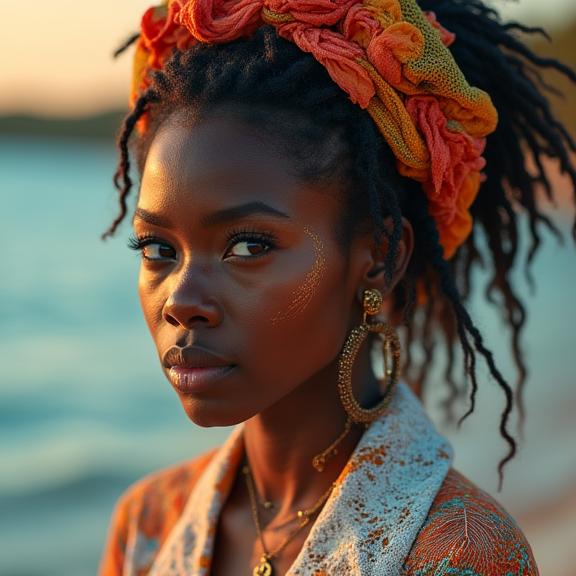 colorful Pastels artwork, Golden ratio, close up shot of a Afropunk Worried stocky Jamaican Female Siren , she is surrounded by Hand sanitizers