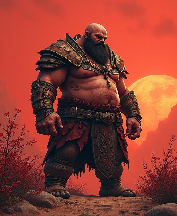 masterwork On pale dark red paper, Egyptian art, zoomed out of a fat Polish Male Atronach , the Atronach is very Shaky and Gentle