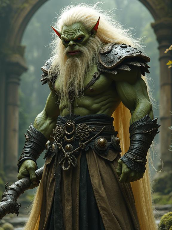skinny Dwarven Male Orc , the Orc is very Slimy and Squealing as a Castlevania game character, , the Orc is Teaching