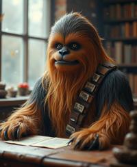 anime art by Lauren Faust , studio long exposure photo of, hyper detailed, wide angle of a Vorticism Art Feathery plump Mediterranean Male Wookiee of Luna