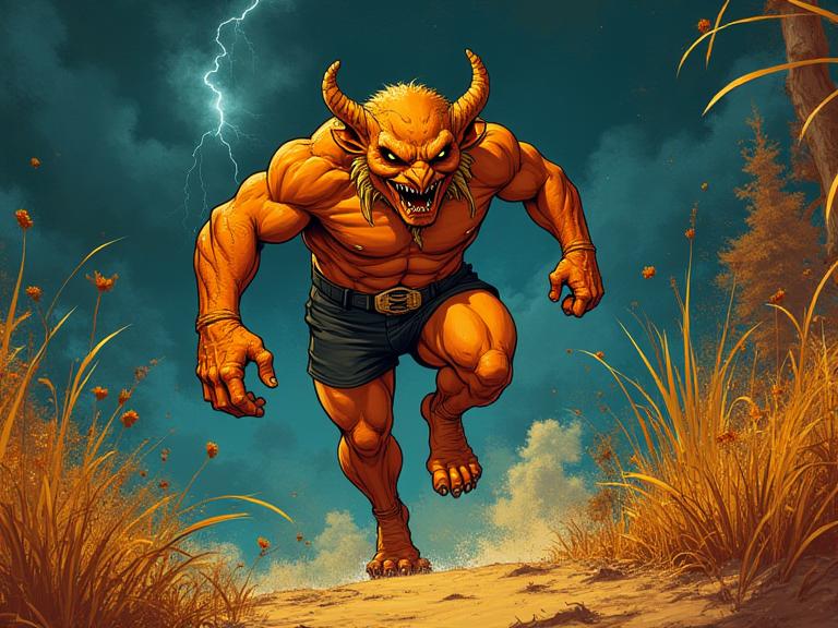 high contrast art by Bruce Timm and Alex Toth and Mike Judge and Chris Riddell , top notch Sock Puppet Style, awardwinning d blender render of a majestic, S Biochemical burly Indonesian Male Nightelf