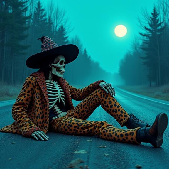 cinema art stylized by Hiroshi Teshigahara , k Spray paint style, Hopeful, extreme wide shot of a stout traditional Ashkenazi Junkie Male Skeleton