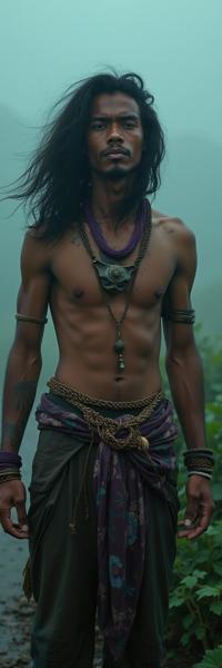 awardwinning RAW photo, Fairy Tale, shoulder level shot of a strong Samoan Male Siren , the Siren is very Breakcore and lower class