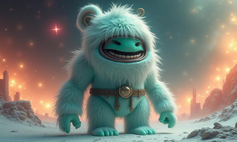 k Technical illustration, award winning, High exposure of a Nutty Wretched petite Sami Female Frost giant Mentor, she is surrounded by Planetary nebula