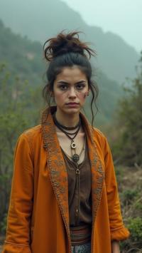 photograph, Timid, establishing shot of a short traditional Guatemalan Maggie Grace Spice merchant, Maggie Grace is very Greedy and Sakura