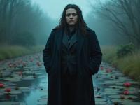 art by Hirokazu Kore Eda and Christopher Nolan , photograph, Rule of Thirds, medium wide shot of a S Senseless morbidly obese Ragtime Nina Dobrev Doctor
