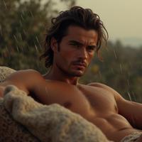photograph, majestic, Relieving, soft focus of a Silky Vibrant light weight Bavarian Orlando Bloom of Pain