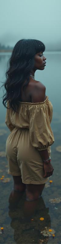 photograph, Bloomcore, cozy, wide angle of a Ghostly Strange voluptuous Congolese Christen Harper