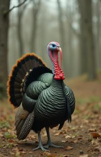 photograph, majestic, angle from above of a Wizardcore Awful Wild Turkey , Retrofuturistic Polder in background