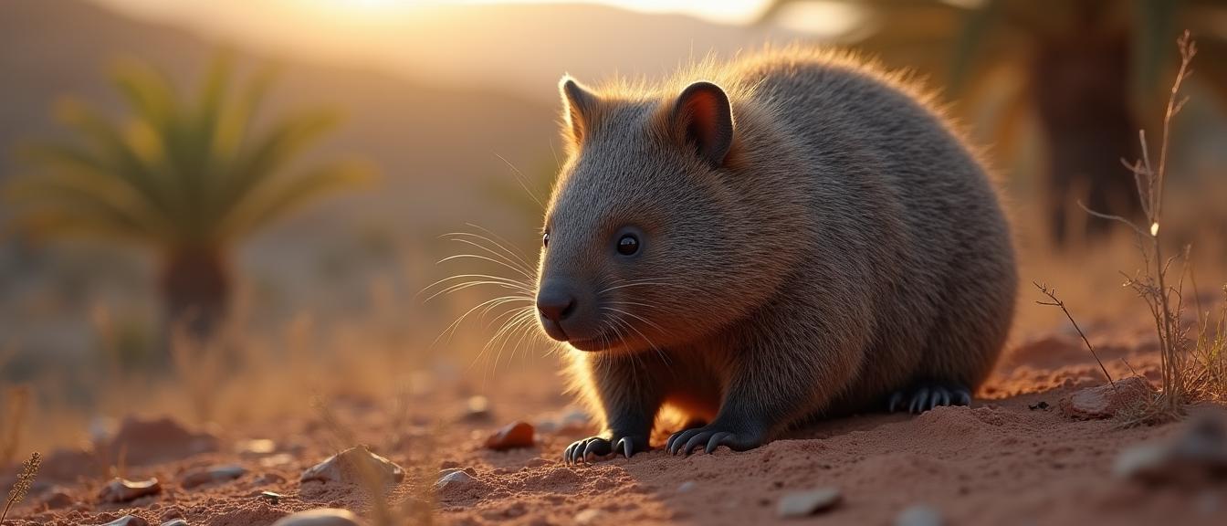photograph, majestic, medium close up shot of a Wombat , the Wombat is very Obscene and Deserted
