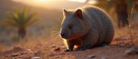 photograph, majestic, medium close up shot of a Wombat , the Wombat is very Obscene and Deserted