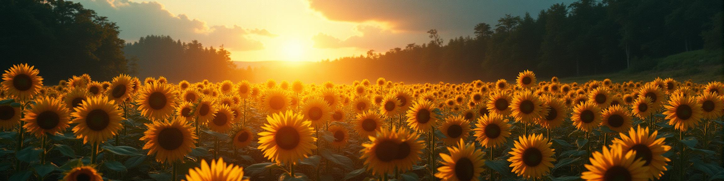 photograph, stylized, Landscape of a Frantic Astonishing The dance of sunflowers, faces turned towards the light