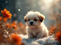 stylized by Fritz Henle , photograph, good looking, Aerial View of a Moist Timeless Shih Tzu Puppy of Dreams imagined as a Electric pokemon