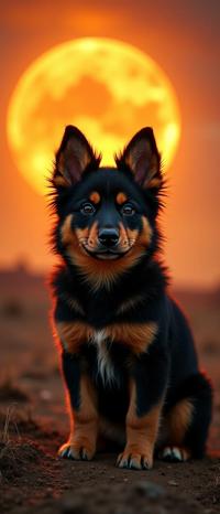 stylized by George Tice and Hans Makart and Chris Friel and Grete Stern , photograph, award winning, eye level shot of a Australian Shepherd Puppy