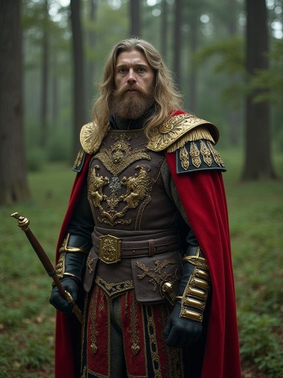 photograph, hyper detailed, birds eye view shot of a heavyset Bauhaus Male Royal Guard , the Royal Guard is very Inspired and Eclectic