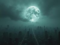 photograph, dense city and Cyberpunk metropolis, stylized, Fashion shot of a Breathtaking Raging Silver traditional Prussian Solar eclipse