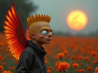 photograph, concept art, zoomed out of a stout Indonesian David , David is Hunting