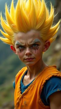 designed by Tami Bone and Justin Gaffrey , photograph, award winning, close up shot of a Alien Maniacal athletic South American Super Saiyen