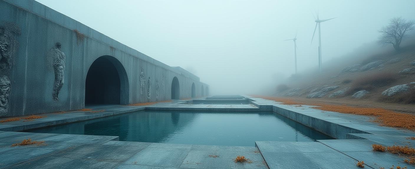 by Victor Enrich and Martin Stranka and Bill Traylor , photograph, stylized, wide angle of a Greco Roman Museum