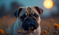 designed by Tyler Shields , photograph, Golden ratio, Sharp focus of a noir Soothing Bulldog Puppy with Gradient details