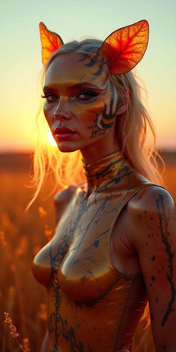 designed by Cindy Sherman , photograph, attractive, hip level shot of a Angelic Glad Australian Honda