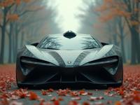 designed by Jesper Ejsing and Otto M ller , photograph, intricate background, low angle shot of a Supernatural Amig Style Panamanian Electric Vehicle